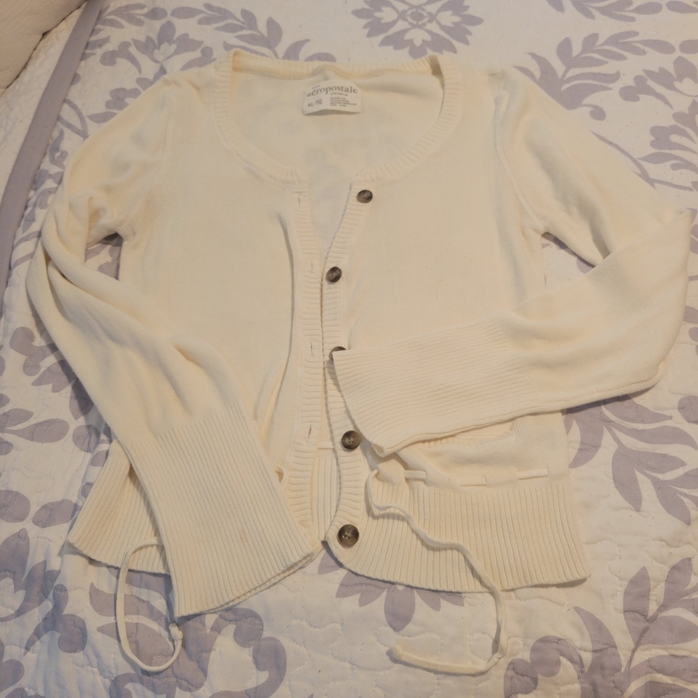 Aeropostale Off-White Button-Up Cardigan